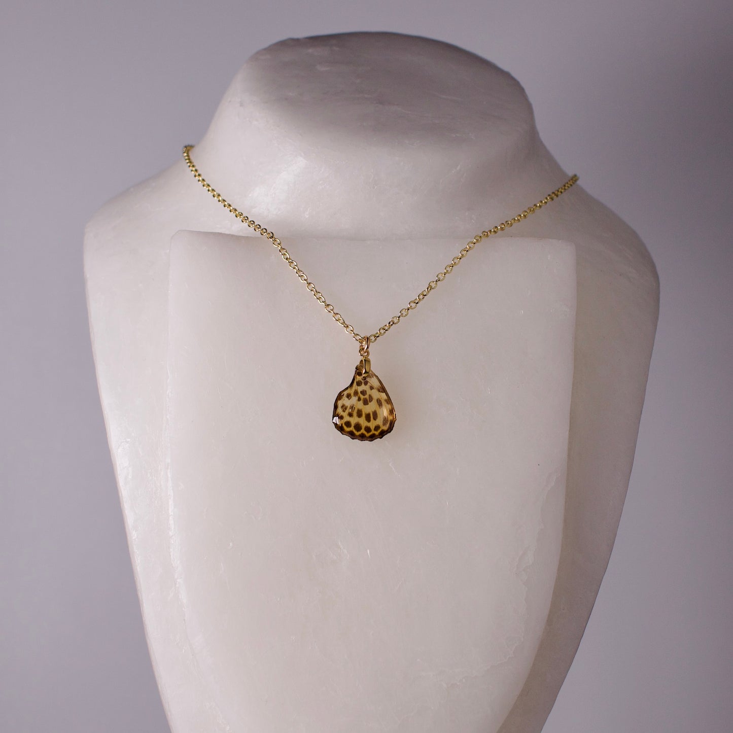 real butterfly wing pendant spotted leopard butterflies gold chain necklace on wax form