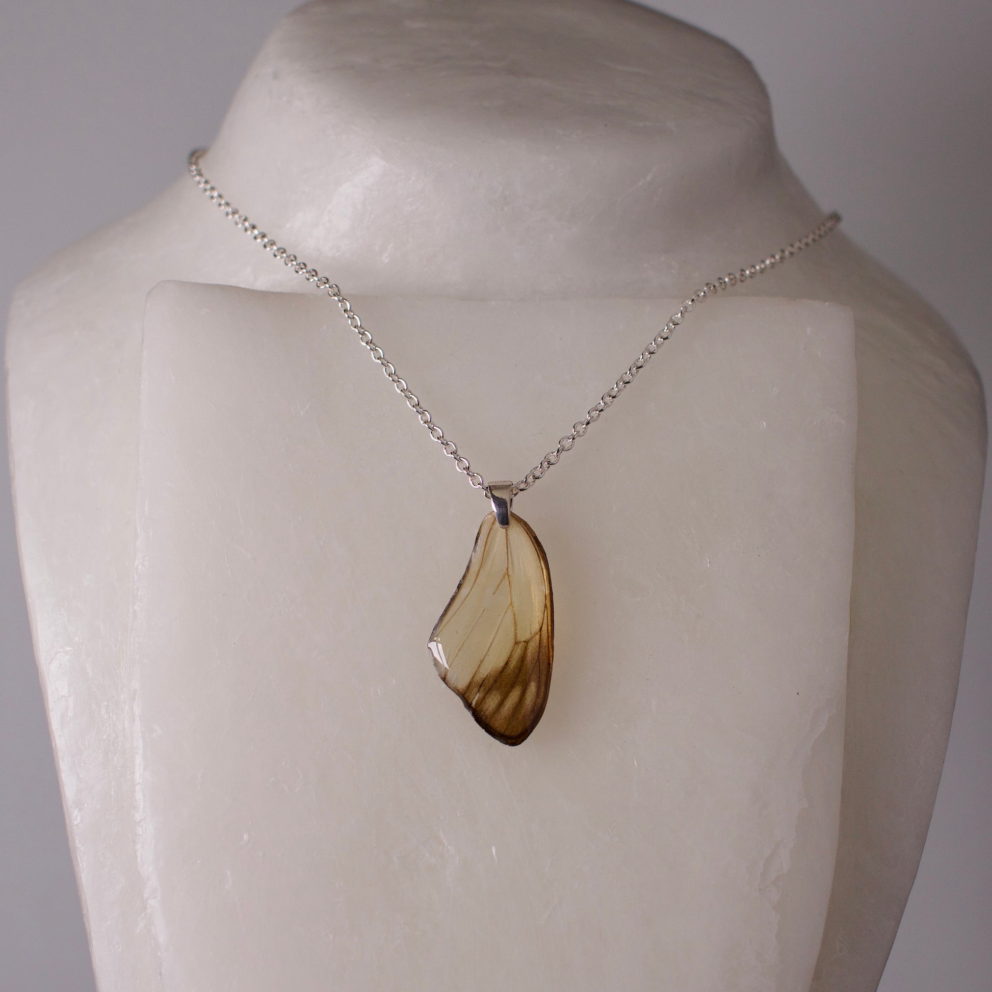 real butterfly wing pendant white butterflies painted jezebel sterling silver necklace on wax form