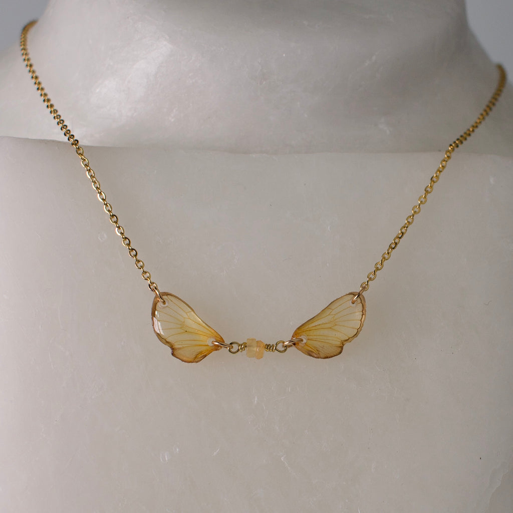 real cicada wing necklace petite cicadas sapphire gold chain on wax form