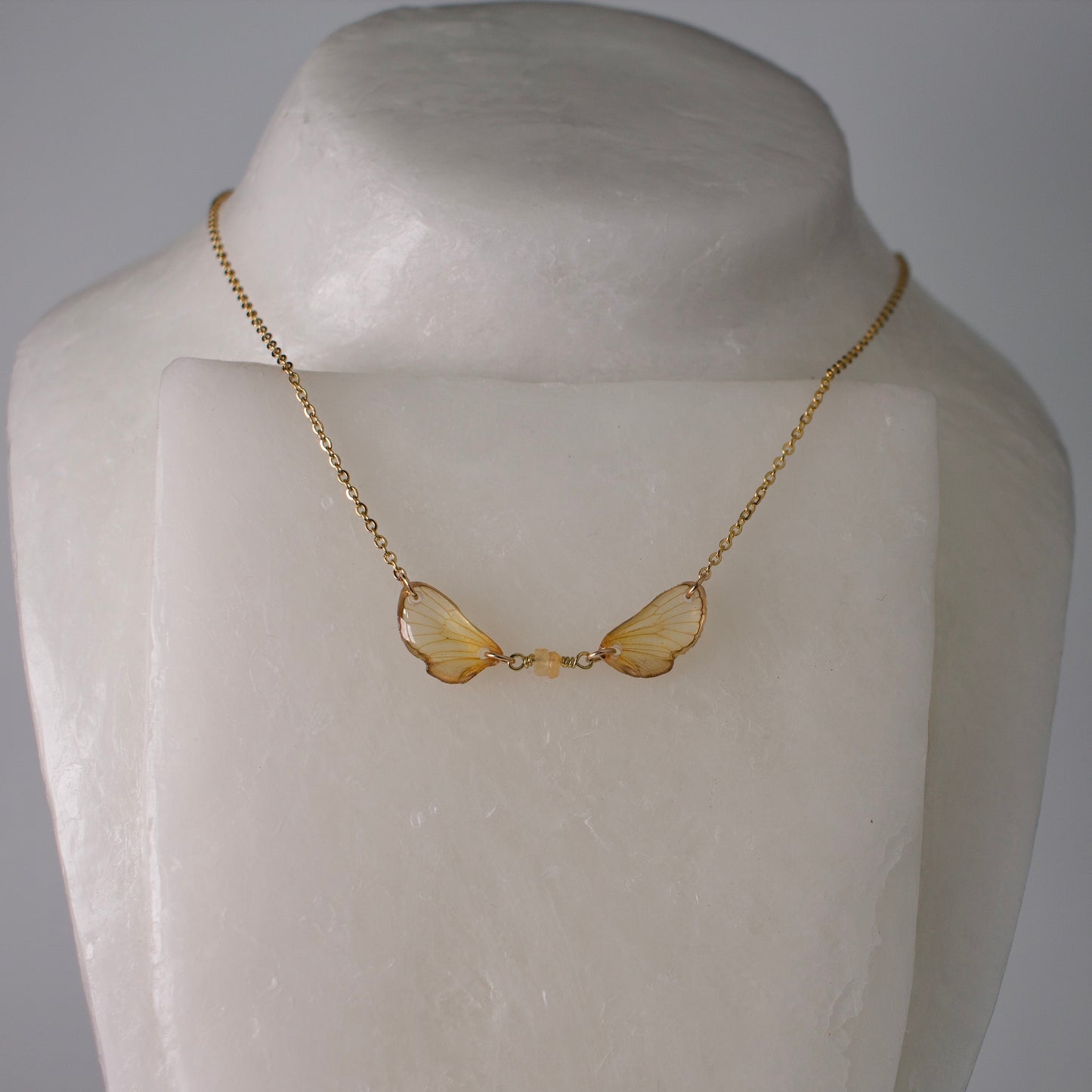 real cicada wing necklace cicadas sapphire gold chain on wax form