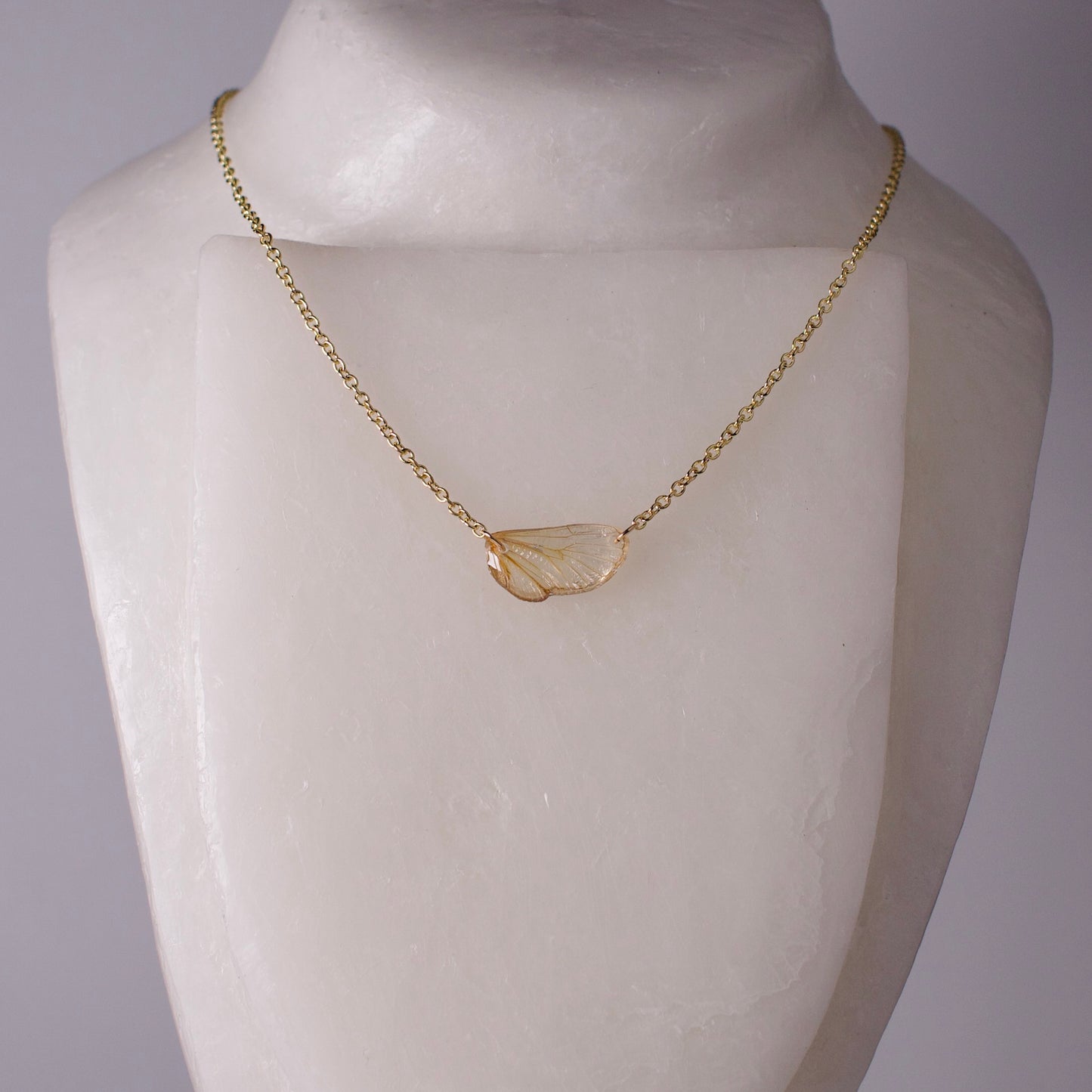 real cicada wing pendant Pharaoh cicadas magicicada septendecim gold cable chain necklace on wax form