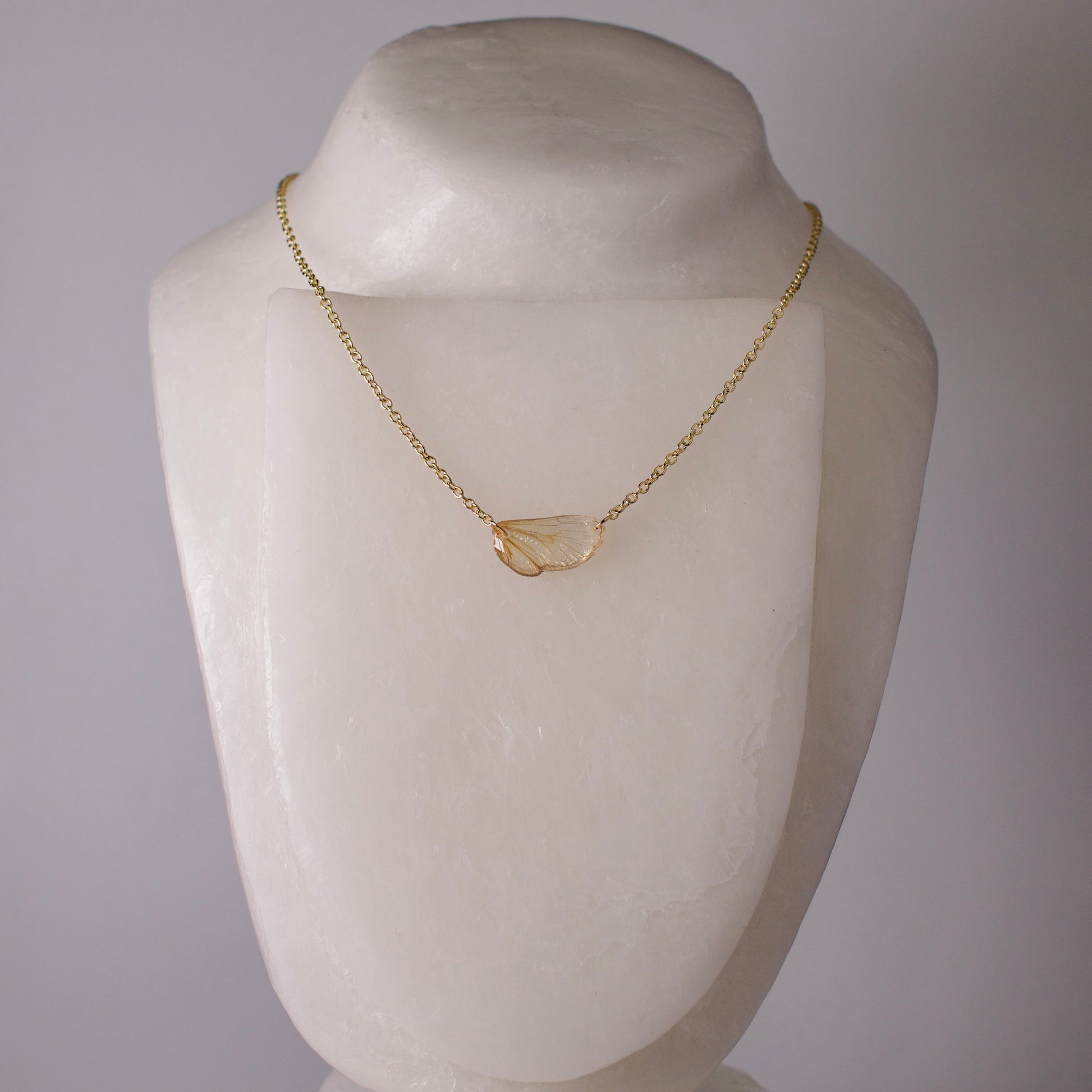 real cicada wing pendant Pharaoh cicadas magicicada septendecim gold cable necklace on wax form