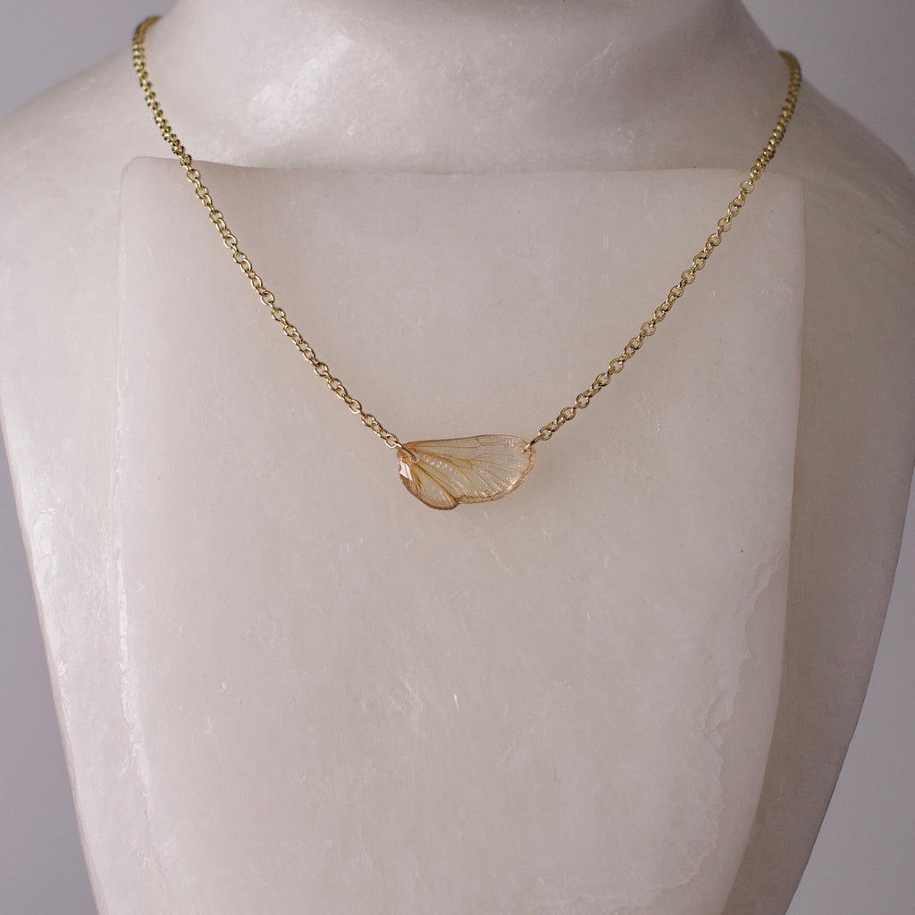 real cicada wing pendant Pharaoh cicadas magicicada septendecim gold chain necklace on wax form