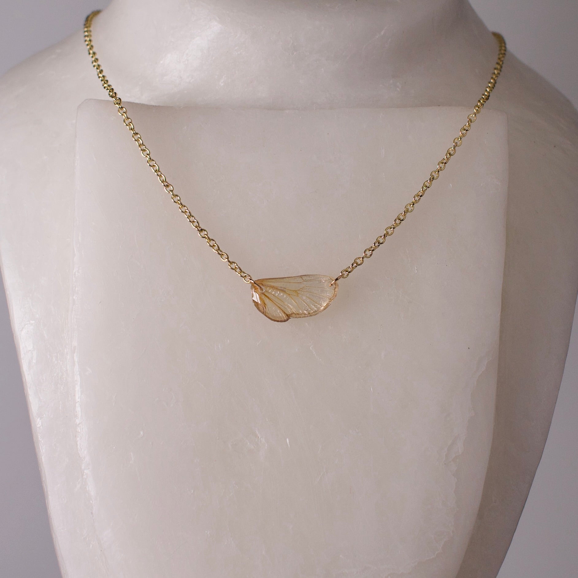 real cicada wing pendant Pharaoh cicadas magicicada septendecim gold chain necklace on wax form