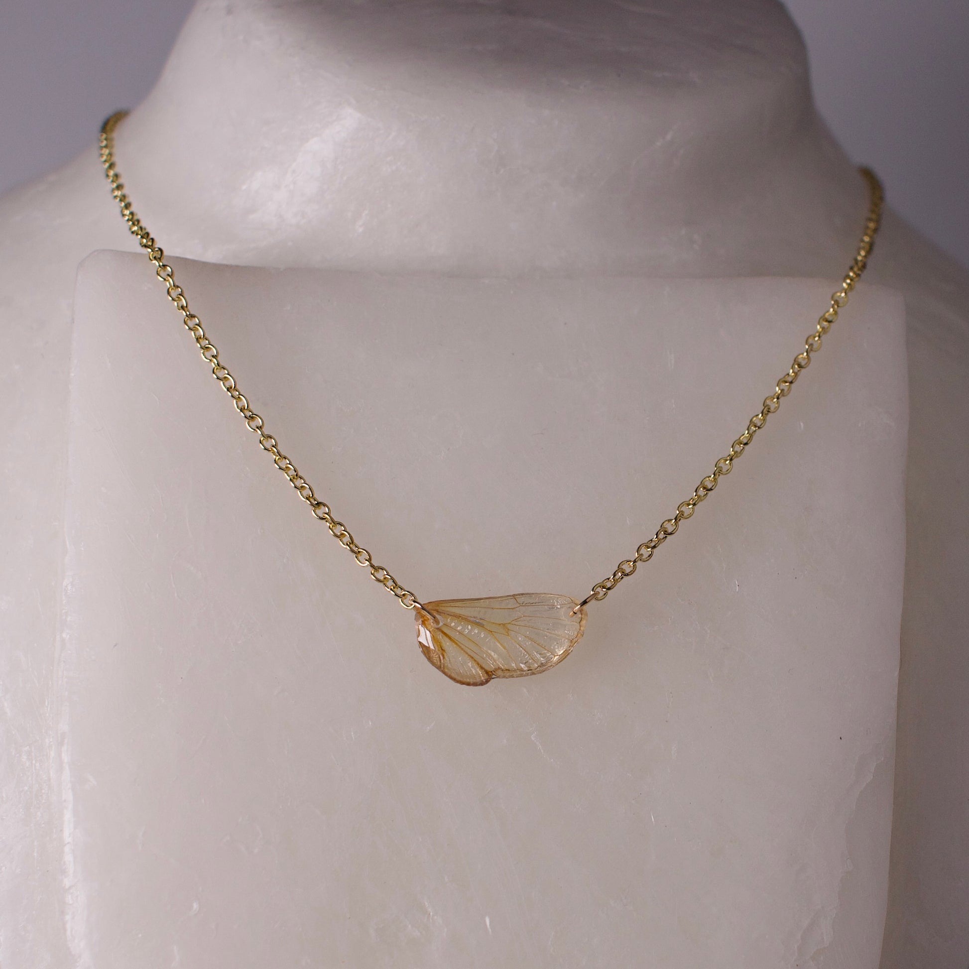 real cicada wing pendant Pharaoh cicadas magicicada septendecim gold necklace on wax form