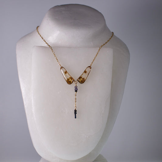 real dragonfly necklace iolite onyx gold chain on neck form