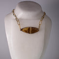 real giant cicada wing necklace 18k gold steel paperclip chain on wax mannequin