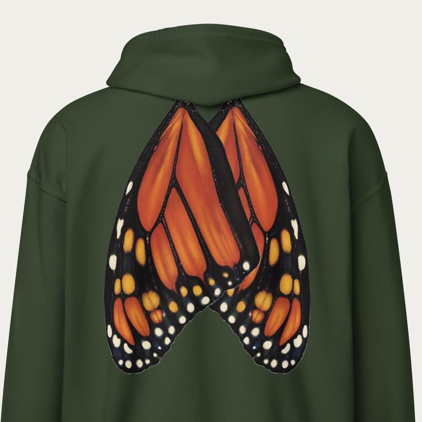 Organic Monarch Wing Zip Hoodie — Unisex Nature‑Inspired Layer