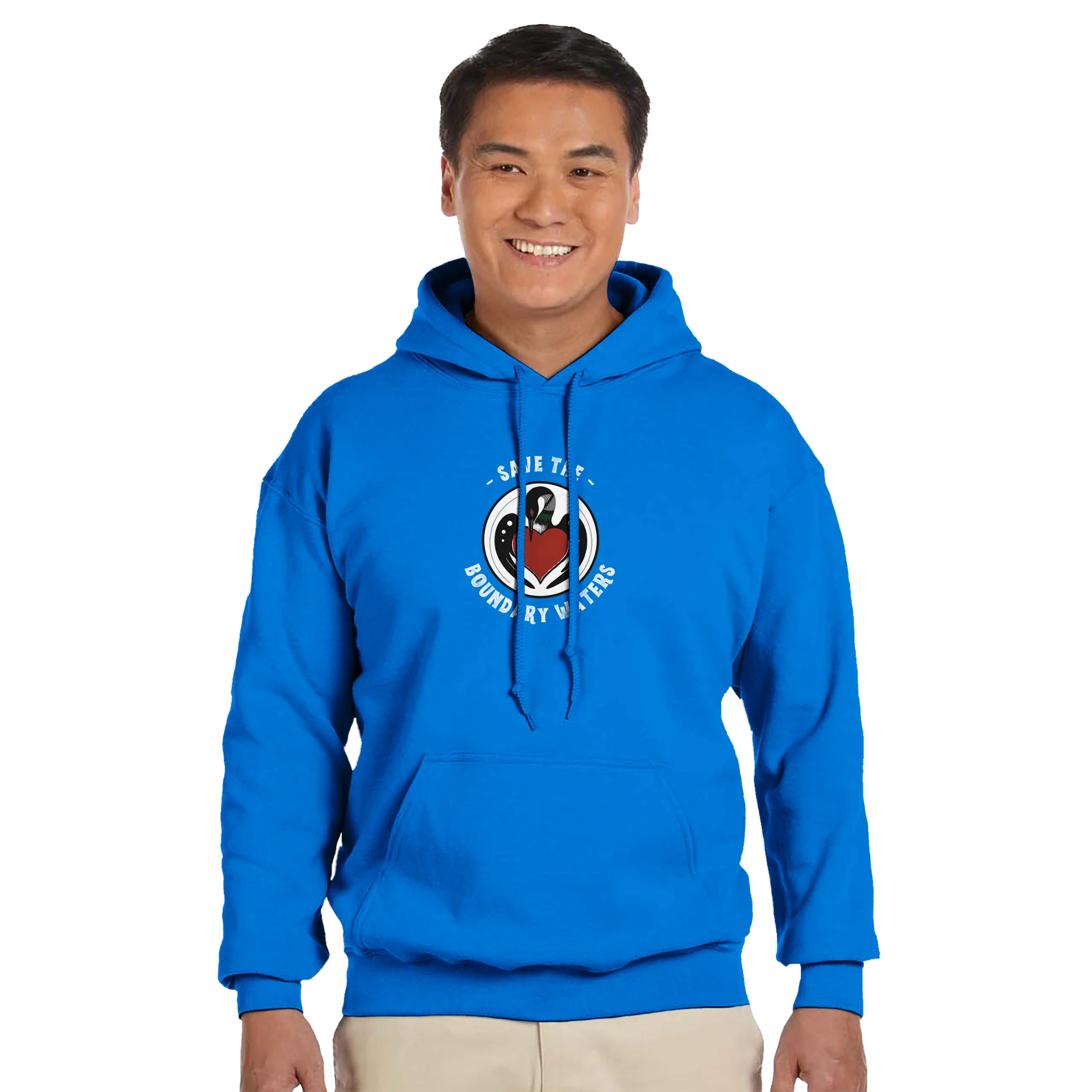 unisex-sweatshirt-minnesota-loon-save-the-boundary-waters-blue-male-model-smiling