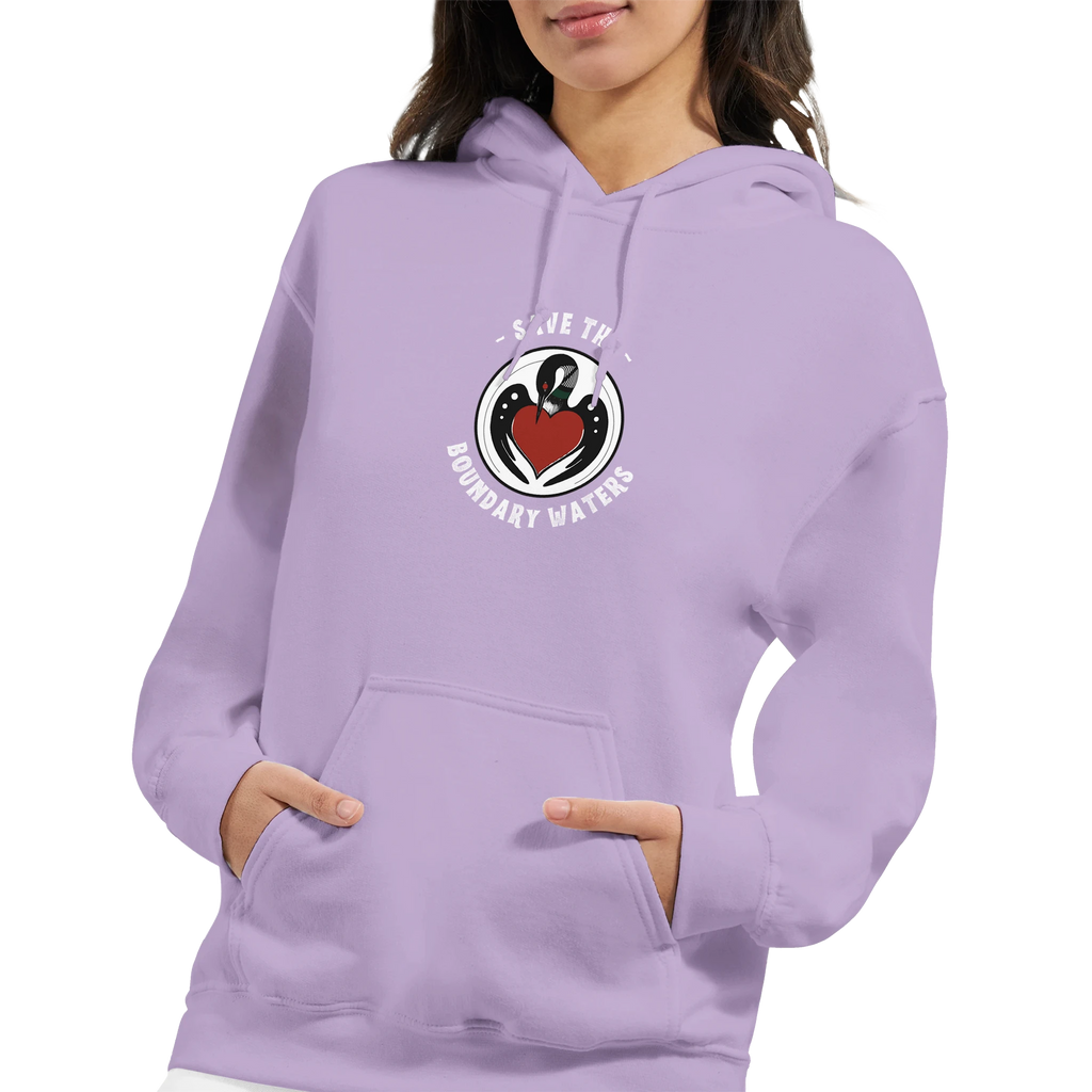 unisex-sweatshirt-minnesota-loon-save-the-boundary-waters-lavender-female-model