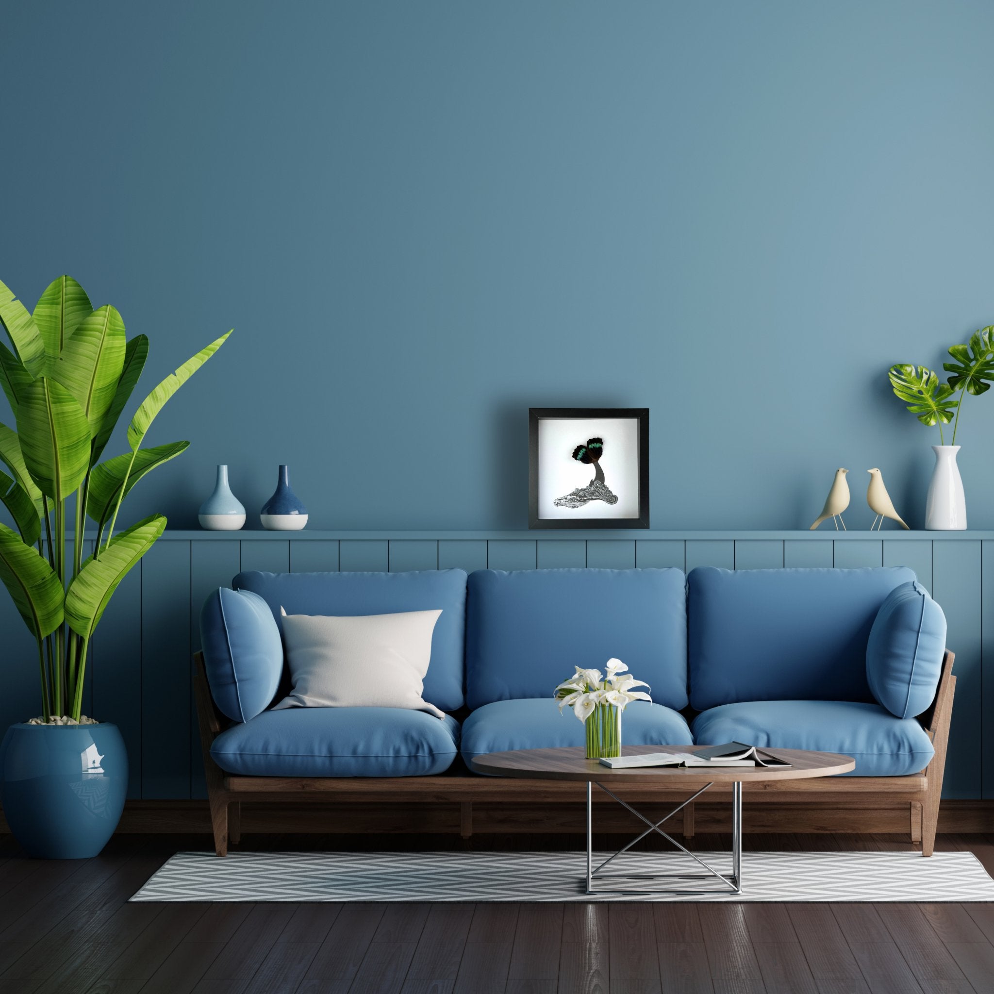 Whale Framed Art with Real Butterfly Wings - Isms Butterfly Conservation ArtFramed Art