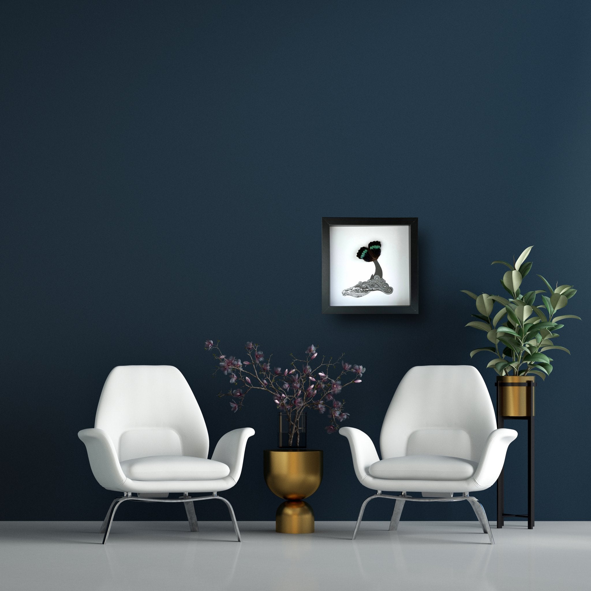 Whale Framed Art with Real Butterfly Wings - Isms Butterfly Conservation ArtFramed Art