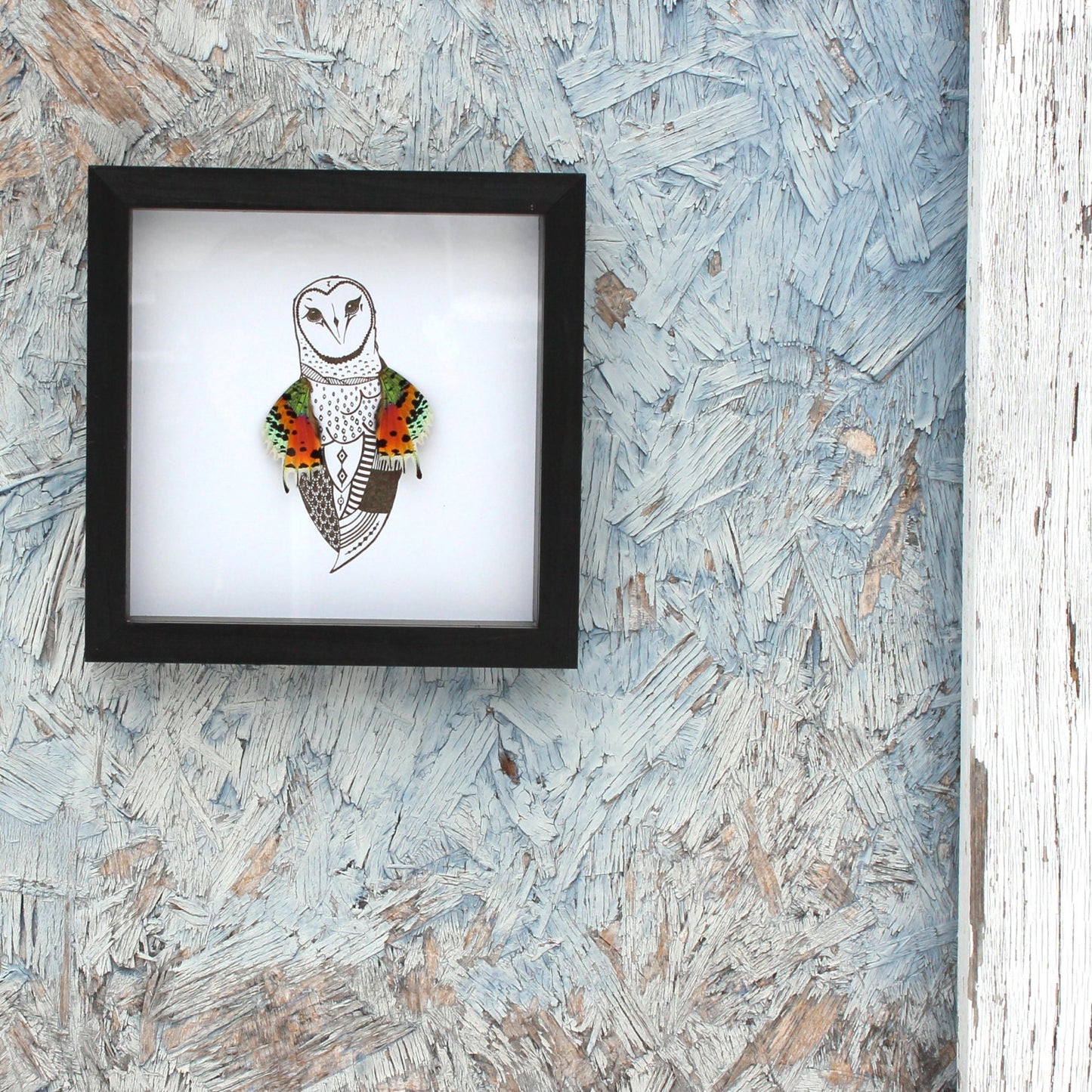 Butterfly Wings on Barn Owl Illustration Framed with Wings From and For Conservation